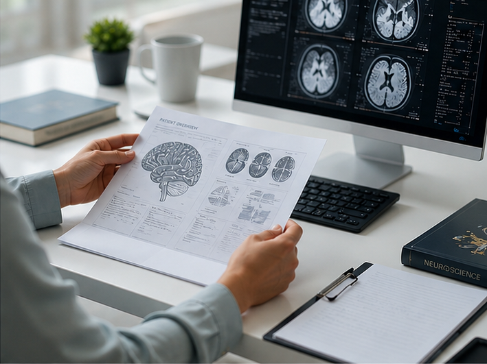 Specialist reviewing clinical records